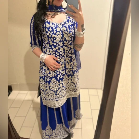 Royal Blue Sharara Set - Picture 4 of 4